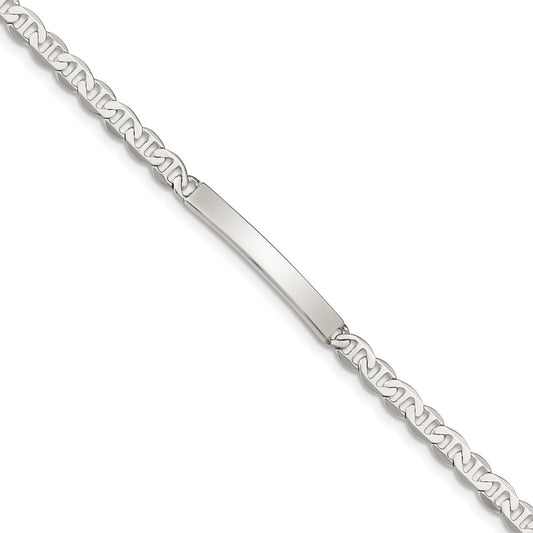 Sterling Silver 8inch Polished Engraveable Anchor Link ID Bracelet