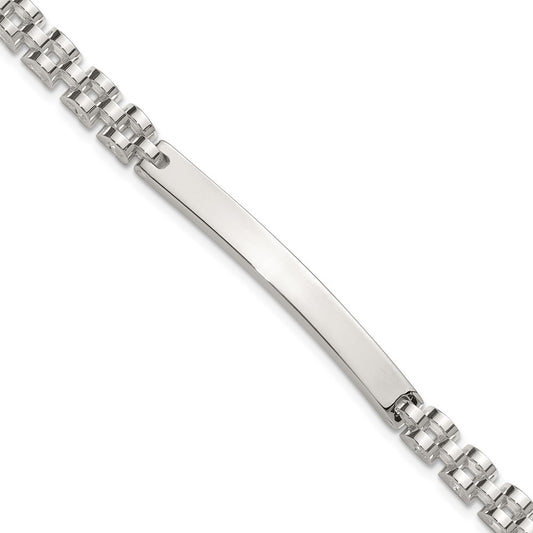 Sterling Silver Polished 8in Men's ID Bracelet