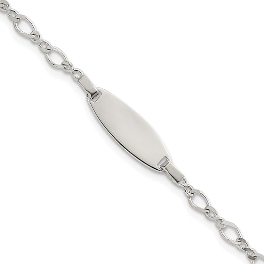 Sterling Silver Polished Fancy Link 5in w/ 1in Ext Children's ID Bracelet