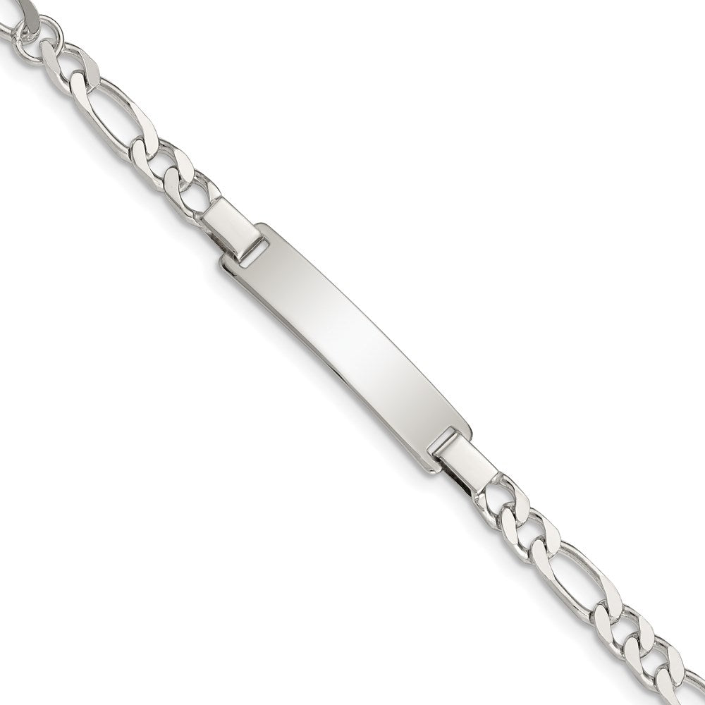 Sterling Silver Engraveable Childrens ID on Figaro Link Bracelet