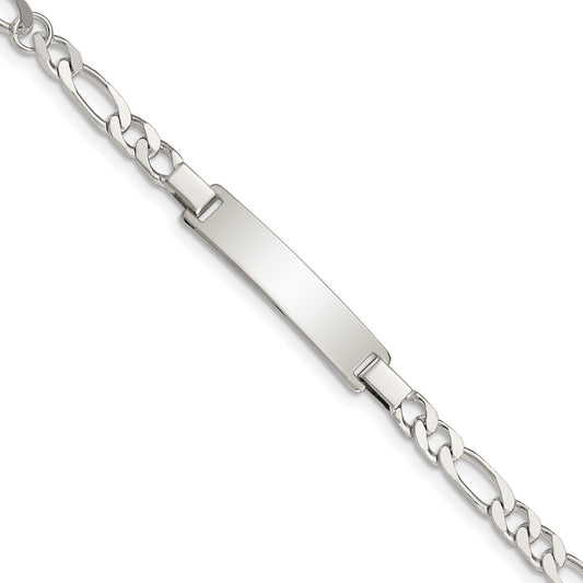 Sterling Silver Engraveable Childrens ID on Figaro Link Bracelet