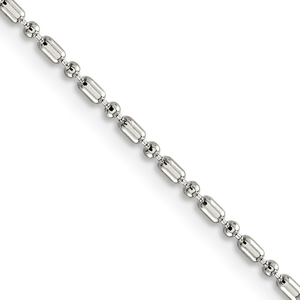 Sterling Silver 1.5mm Fancy Beaded Chain w/2in ext.