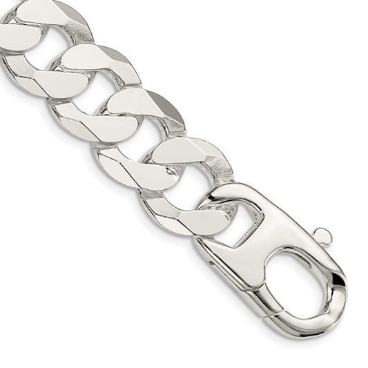 Sterling Silver 16mm Flat Curb Chain
