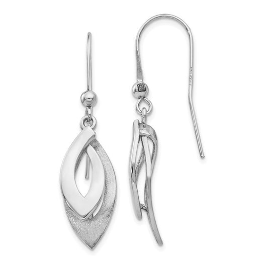 Leslie's Sterling Silver Polished and Brushed Shepherd Hook Earrings