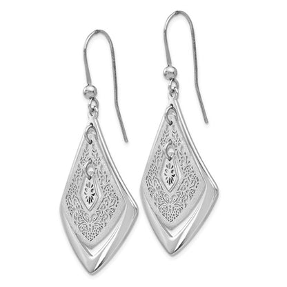 Leslie's Sterling Silver Polished Scratch-finish Filigree Dangle Earrings