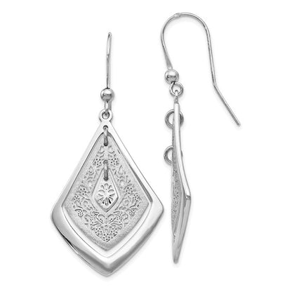 Leslie's Sterling Silver Polished Scratch-finish Filigree Dangle Earrings