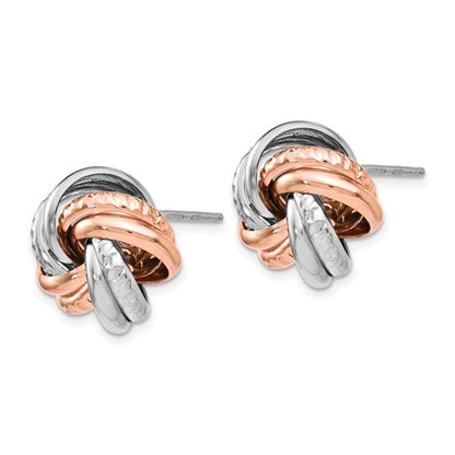 Leslie's Sterling Silver Rose Rhodium-plated Post Earrings