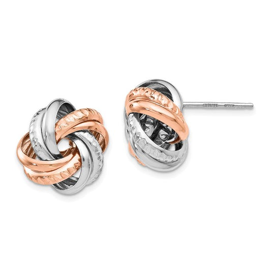 Leslie's Sterling Silver Rose Rhodium-plated Post Earrings