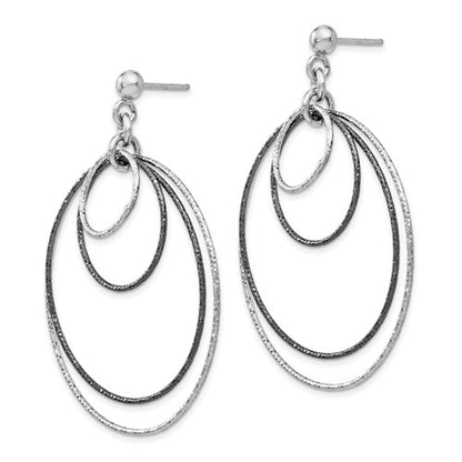 Leslie's SS and Ruthenium Plated D/C Post Hoop Earrings