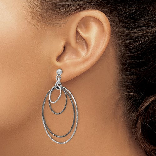 Leslie's SS and Ruthenium Plated D/C Post Hoop Earrings