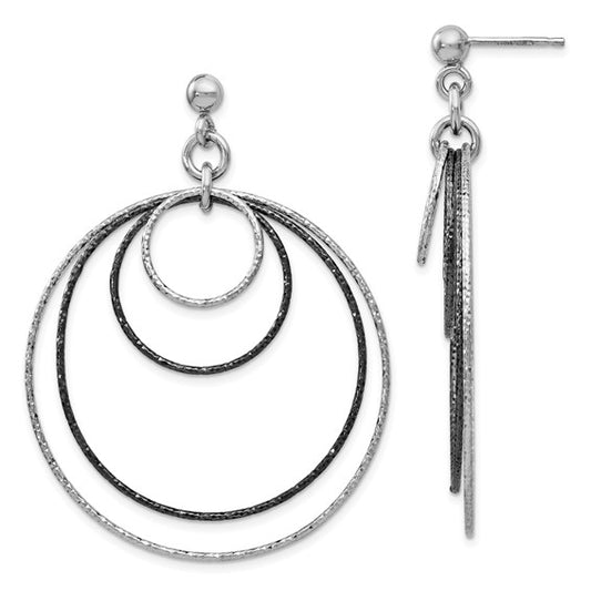 Leslie's SS and Ruthenium Plated D/C Post Hoop Earrings