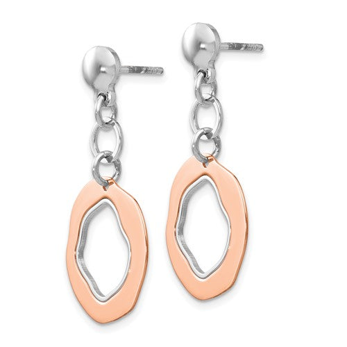 Leslie's Sterling Silver Rose Gold-plated Post Dangle Earrings