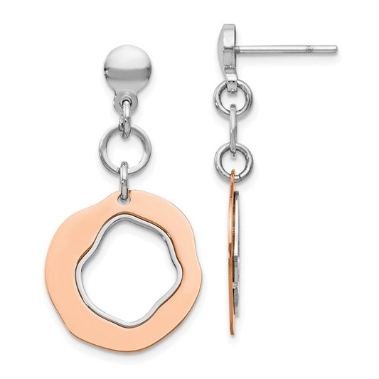 Leslie's Sterling Silver Rose Gold-plated Post Dangle Earrings