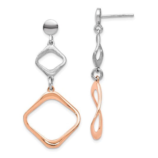 Leslie's Sterling Silver Rose Gold-plated Post Dangle Earrings