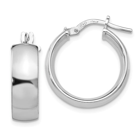 Leslie's Sterling Silver Rhodium-plated Hoop Earrings