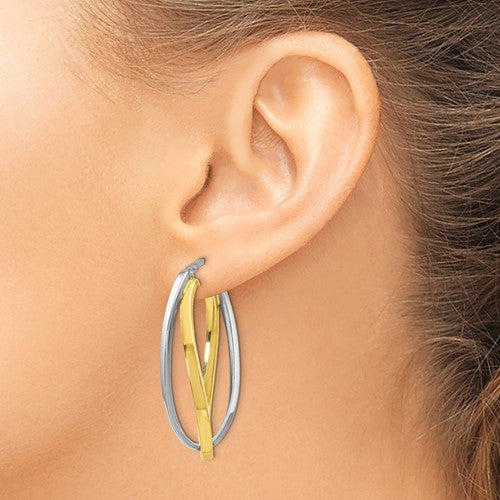 Leslie's Sterling Silver Gold-tone Polished Hoop Earrings