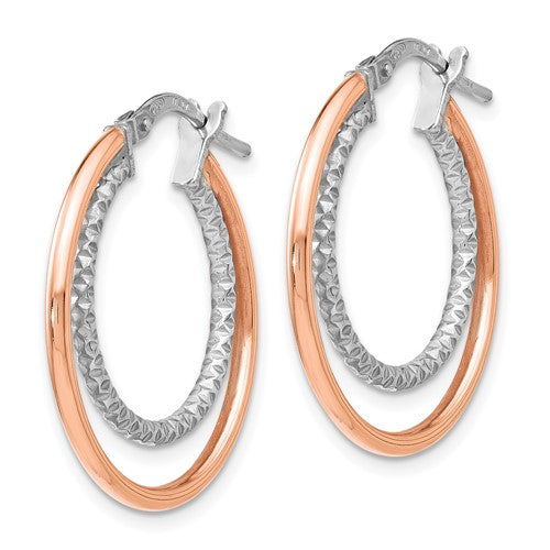 Leslie's Sterling Silver Rose-tone D/C Hoop Earrings