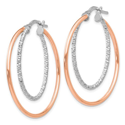 Leslie's Sterling Silver Rose-tone D/C Hoop Earrings