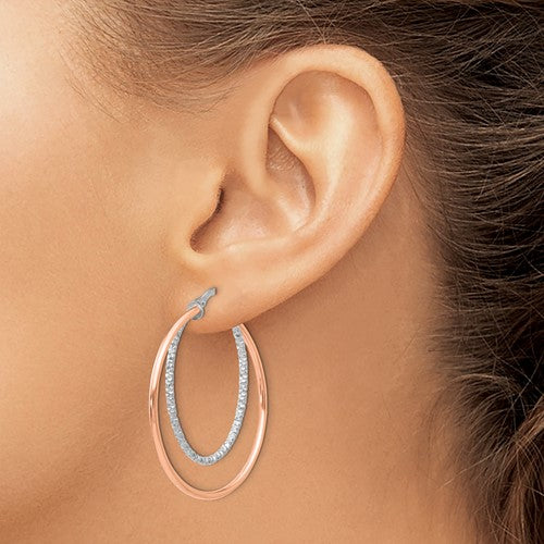 Leslie's Sterling Silver Rose-tone D/C Hoop Earrings