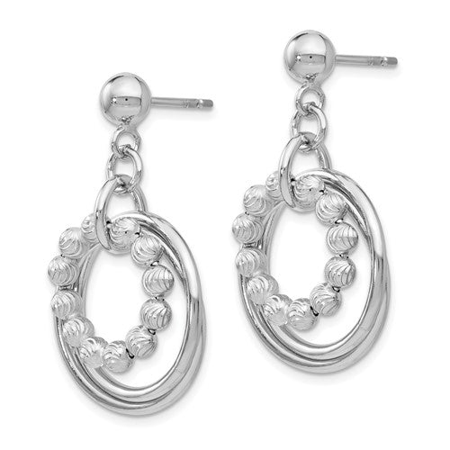 Leslie's SS Polished and D/C Post Dangle Hoop Earrings