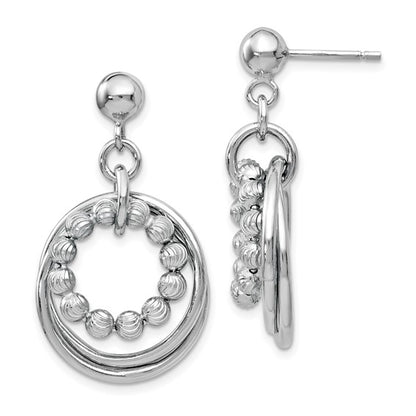 Leslie's SS Polished and D/C Post Dangle Hoop Earrings