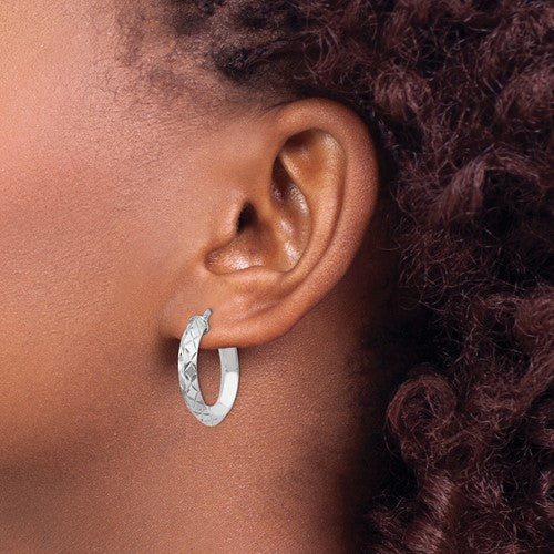 Leslie's Sterling Silver Polished and D/C Hoop Earrings