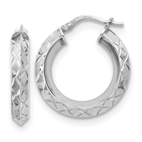 Leslie's Sterling Silver Polished and D/C Hoop Earrings