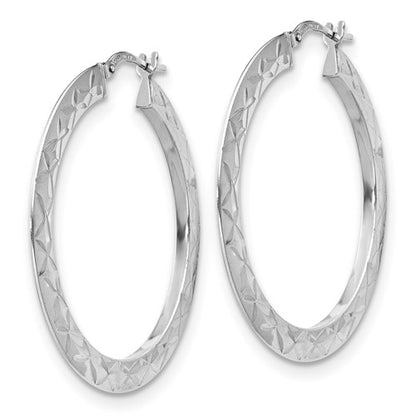 Leslie's Sterling Silver Polished and D/C Hoop Earrings