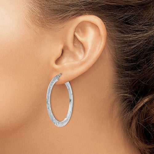 Leslie's Sterling Silver Polished and D/C Hoop Earrings