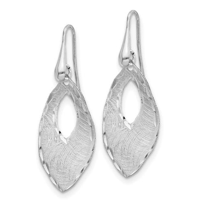 Leslie's Sterling Silver Textured and D/C Dangle Shepherd Hook Earrings