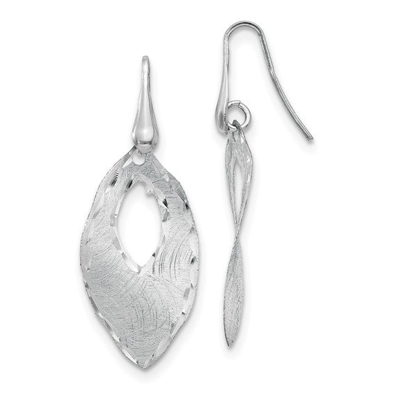 Leslie's Sterling Silver Textured and D/C Dangle Shepherd Hook Earrings