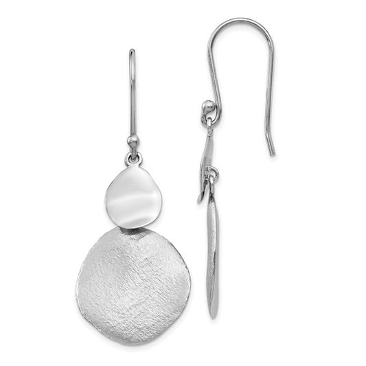 Leslie's Sterling Silver Radiant Essence Polished Textured Dangle Earrings