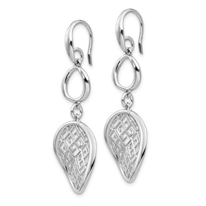 Leslie's Sterling Silver Rhodium-plated Filigree Dangle Earrings