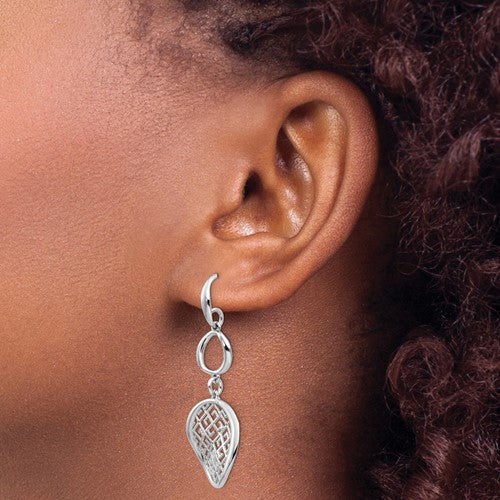 Leslie's Sterling Silver Rhodium-plated Filigree Dangle Earrings