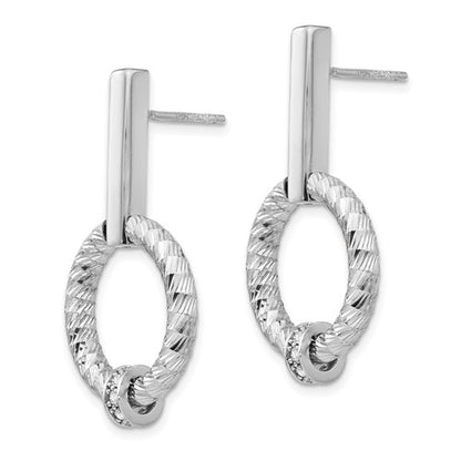 Leslie's Sterling Silver Polished CZ Diamond-Cut Post Dangle Earrings