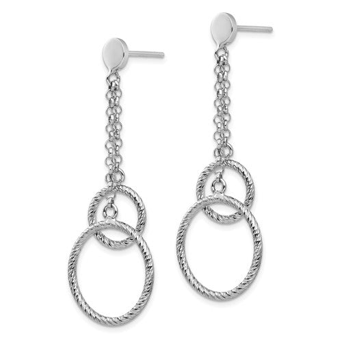 Leslie's Sterling Silver Rhod-plated Polished Post Dangle Earrings