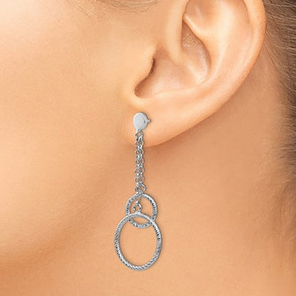 Leslie's Sterling Silver Rhod-plated Polished Post Dangle Earrings