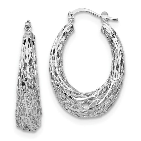 Leslie's Sterling Silver Polished D/C Oval Hoop Earrings