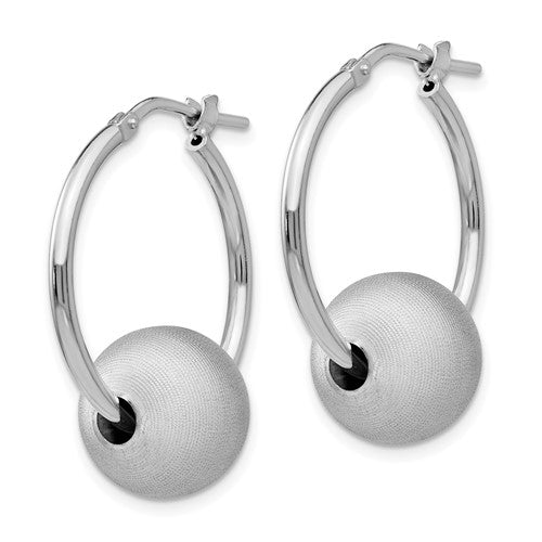 Leslie's Sterling Silver Radiant Essence Brushed and Polished Hoop Earrings