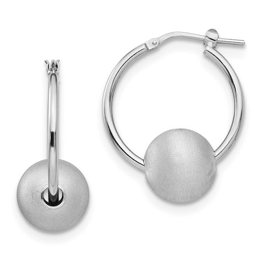 Leslie's Sterling Silver Radiant Essence Brushed and Polished Hoop Earrings