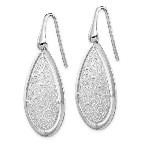 Leslie's Sterling Silver Brushed/Polished Laser Cut Dangle Earrings