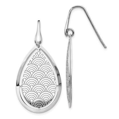 Leslie's Sterling Silver Brushed/Polished Laser Cut Dangle Earrings