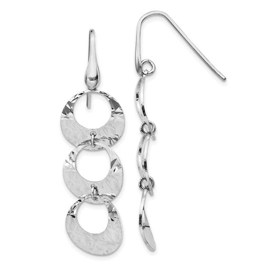 Leslie's Sterling Silver Rhodium-plated Polished D/C Dangle Earrings