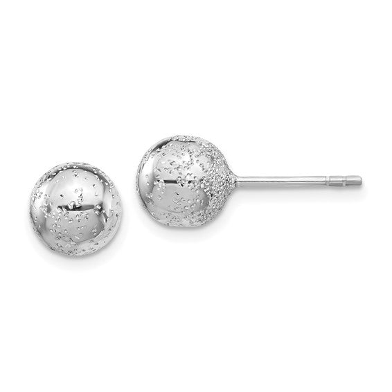 Leslie's Sterling Silver Rhod Radiant Essence 8mm Ball Post Earrings