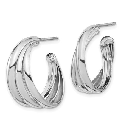 Leslie's Sterling Silver Rhodium-plated Polished Hoop Earrings