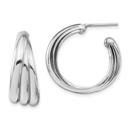 Leslie's Sterling Silver Rhodium-plated Polished Hoop Earrings