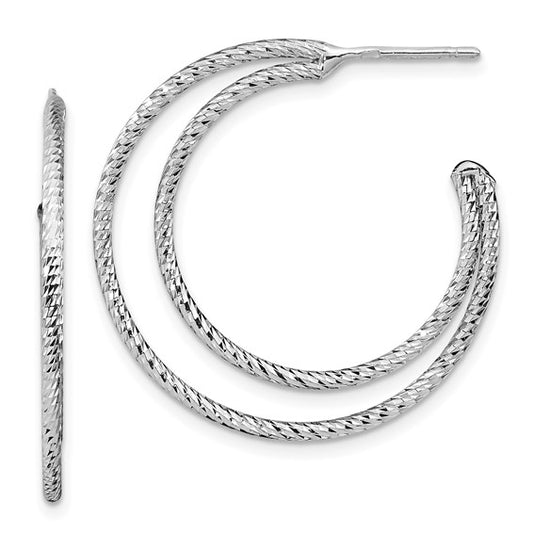 Leslie's Sterling Silver Rhodium-plated D/C Hoop Earrings