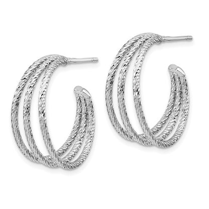 Leslie's Sterling Silver Rhodium-plated D/C J-Hoop Earrings