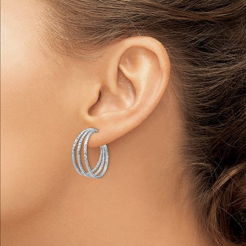 Leslie's Sterling Silver Rhodium-plated D/C J-Hoop Earrings