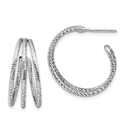 Leslie's Sterling Silver Rhodium-plated D/C J-Hoop Earrings